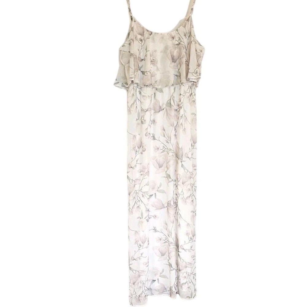 Show Me Your MuMu Caitlin Ruffle Dress Large White Pink‎ Floral Adjustable